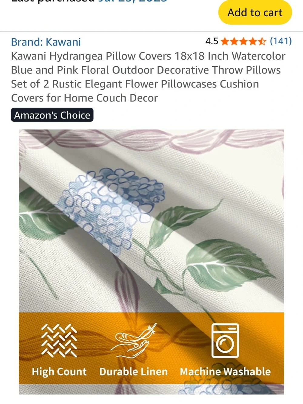 Amazon Blue and Green Hydrangea Floral Throw Pillow Covers - Set of 2